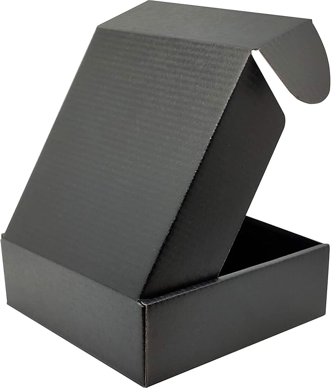 Small Black Shipping Boxes for Small Business Pack of 25-6x6x2 inches Cardboard Corrugated Mailer Boxes for Shipping Packaging Craft Gifts Giving Products