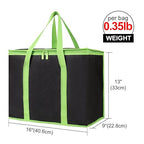 Bodaon 4-Pack Insulated Pizza Delivery Bags, X-Large Reusable Grocery Shopping Bags, Black with Green Edge