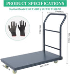 Heavy Duty Flatbed Cart 36"x24" Platform Truck, 2000 lbs Capacity Steel Hand Truck with 4 Swivel Wheels, Industrial Utility Push Cart for Warehouse, Garage, and Moving Supplies