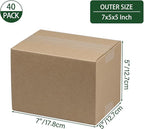 7x5x5 Inches Shipping Boxes Set of 40, Brown Corrugated Cardboard Box Literature Mailer for Packing Small Business