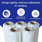 Rosmonde 200 Pack Bulk Plastic Wrap for Moving, 9.4 lbs Rolls, 18" x 1500 ft Shrink Wrap for Daily Bulk Wrapping, 80 Gauge Thick Pallet Wrap for Warehouse, Bulk Stretch Wrap Rolls for Moving & Storage