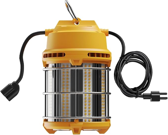 LED Temporary Work Light 100W 5000K 13,000lm, JC-LGL Outdoor Construction Lights Job Site Lighting 10ft Cord Dust Waterproof Hanging Lightin
