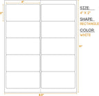 Waterproof Shipping Labels, 50 Rectangles, 4x2 Inches, Oil Proof, Highly Durable Blank Stickers