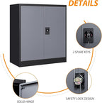 Metal Storage Cabinet, Lockable Storage Cabinet with 2 Doors and Shelves, Metal Cabinet with Lock, Small Lockable Metal Cabinet for Home Office(Black Grey)