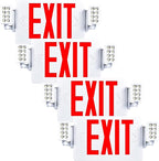 Sunco Exit Signs With Emergency Lights, Two Adjustable LED Lights With Backup Battery, Red, 94V-0 Fire Resistant, 120-277V, Wall Or Ceiling Mount, Commercial Grade UL 4 Pack.