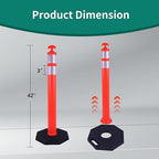 6PACK BESEA Traffic Delineators Cone 42”High Orange Traffic Safety Delineator Cones with Heavy Duty Rubber Base for Construction Site, Road Parking, People Control in Public(6PACK)