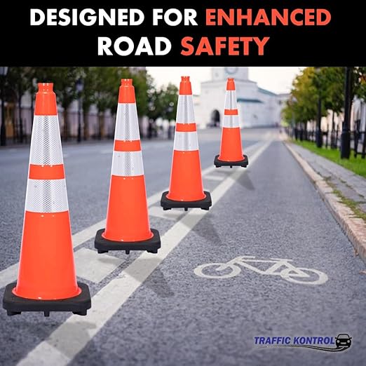 190 Pack 28" Inch Orange Traffic Safety Cones with Dual Reflective Collars - High Visibility Industrial Pylons Traffic Cones for Road, Parking Lots, Driving, Construction