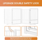 Full Metal Freestanding Dog Gate with Door, 32''Height Foldable Pet Dog Fence for Indoor & Outdoor, 4 Panels Extra Wide Free Standing TallDog Gates for Doorways,House,Stairs,Porch,Deck,Yard