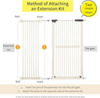 Lumizone Extra Tall Pet Gate 55.12" High Pressure Mounted 16.73" Wide Extension kit 1.37" Gap (16.73" W, Cream White)