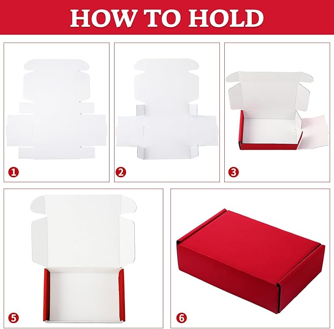 Spakon 50 Packs Shipping Boxes Cardboard Corrugated Mailer Packaging Boxes for Small Business Cute Small Box Cardboard Carton Box Mailers for Packaging Product(Red,9 x 6 x 2.36 Inches)