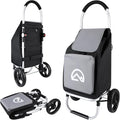 Olympia Tools Aluminum Foldable Utility Shopping Cart for Groceries with Big Wheels and Removable Bag, Collapsible Personal Folding Cart