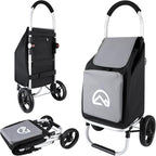 Olympia Tools Aluminum Foldable Utility Shopping Cart for Groceries with Big Wheels and Removable Bag, Collapsible Personal Folding Cart