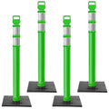 Kanayu 49 Inch Traffic Delineator Posts with 8.8 Lbs Rubber Base PE Delineator Post Portable Parking Pole Traffic Cone Barrier with Removable Base, Reflective Band(4 Packs,Green)