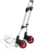 LEADALLWAY Dolly Cart Folding Hand Truck and Dolly,Steel Portable Cart with Telescoping Handle and Nylon+Rubber Wheels 180 lbs Capacity