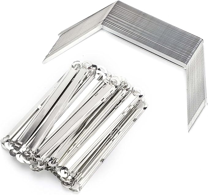 File Fasteners 2 - Hole Iron Clips 50pcs, 80mm Hole Pitch, Durable Metal Paper Prong Fastener - Holds 350 Sheets, Rust, Easy Document Binding