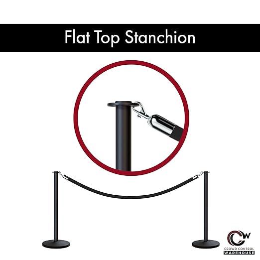 Montour Line Cline Post and Rope Stanchion, Sloped Base, (Polished Stainless Steel Post, Flat Top)