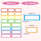 STARLIBOO Colored Labels, Removable Labels Stickers, Self-Adhesive Rectangular Stickers Water/Oil/Tear Resistant for Storage/Classroom/Home (2 Size, 300 Labels)
