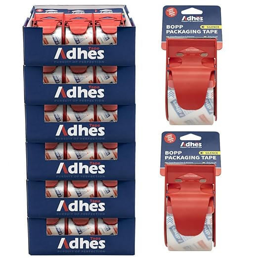 DHES No Noise Clear Packing Tape with Dispenser, 36 Pack 1.88 Inch x 30 Yards, 2.0mil Heavy Duty Shipping Tape Strong & Durable Packaging Tape for Shipping, Moving, Mailing and Sealing
