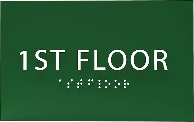 6" X4" 1st Floor Sign - ADA Compliant Tactile Graphics Grade 2 Braille Text Wall Sign| Directional Assistance, Floor Number Sign for Office, Schools, Hospitals, Apartments