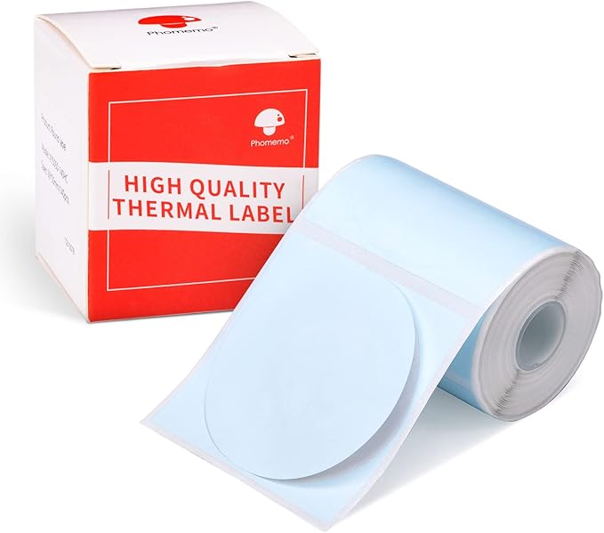 Phomemo Circle Labels for M110/M110S/M120/M200/M220 Label Maker, 1.96" x 1.96"（50x50 mm） Round Thermal Label for Barcode Labels, DIY Logo Design, Blue