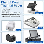 Phenol Free Thermal Paper (50 Rolls) 3 1/8 x 230 Receipt Rolls fits all Clover POS Cash Register Printers, Star Micronics SCP700 TSP100 TSP300 TSP400 (BPA & BPS Free) from PosPaperRoll