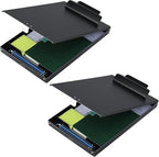 ZCZN Aluminum Clipboard with Storage, 2 Pack Recycled Metal Clipboard Box, Form Holder, Suitable for School, Office, Jobsite or Medical Staff, 9.25 x 13.78 Inches, Black