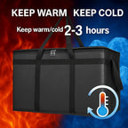 Bodaon 2-Pack Insulated Food Delivery Bag With Hard Bottom, XXXL Pizza Cooler Bags, Rideshare Delivery Bag, Grocery Shopping and Catering, Thermal Cold/Hot Styrofoam Carrier for Travel/Car