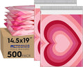 Metronic Poly Mailers 14.5x19 Inch 500pc Shipping Bags for Clothes,Strong Adhensive Shipping Envelopes for Small Business,Waterproof Mailers Poly Bags for Shipping,Packaging Mailing Bags Pink Heart