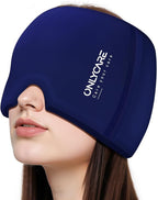 ONLYCARE Migraine Relief Cap, Upgraded Odorless Headache Relief Cap Mask Products, 360° Gel Surround Cooling Ice Pack Mask Head Wrap for Tension, Migraine, Sinus, Stress, Headaches, Hangover, Blue