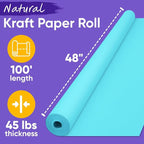 USA Made 48" x 1200" Light Blue Paper Roll, 45 lbs Thickness, American Quality Kraft Paper for School, Bulletin Board, Arts & Crafts - Non-Toxic, Odorless, Safe for Kids