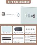 Mifuro Magnetic Glass Whiteboard，72"x48" Wall Mounted Frameless Dry Erase Board for Office, Home & School White