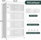 220Gal Stackable Storage Bins with Lid and Wheels, 880QT Plastic Collapsible Storage Boxes with Doors, Closet Organizer and Storage Cabinet for Home Kitchen Office Dorm Room, 4Pack White