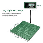 Shipping Scale,440lbs/10g High Accuracy Digital Postal Scale, Durable Alloy Steel Platform, Heavy Duty Scale for Packages, Postage and Luggage, with Hold&Tare function, batteries&USB Powered