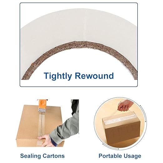 3" Heavy Duty Packing Tape, 18 Rolls, Clear, 3" Core, Total 990Y, Clear, 2.5 mil, 3 in x 55 Yards, Refill for Packaging and Shipping(3" Width, not 2" Width)