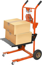 Material Lift Winch Stacker, 330 lbs Capacity Table Cart, 40.5" Lifting Height Manual Forklift Stacker, Pallet Jack Truck Dolly with Swivel Casters and Lift Plate (Orange)