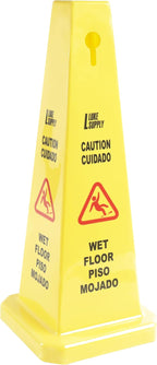 MATTHEW CLEANING 6 Packs 26” Caution Wet Floor Safety Cones for Indoors and Outdoors,Bright Yellow Caution Wet Floor Sign,4-Sided Bilingual Signs,Avoid Fall & Slip Accident
