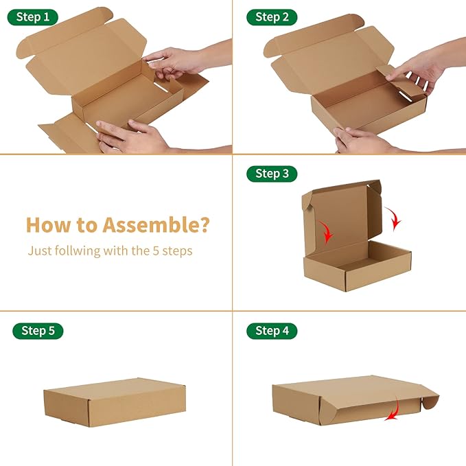 Trwcrt Shipping Boxes 9x6x2 Set of 20, Corrugated Cardboard Box for Packing Small Business, Brown