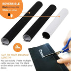 Premium 120" Cable Management Sleeve, Best Cords Organizer for TV On Wall, Computer, Office, DIY Adjustable Reversible Black and White Neoprene Cord Hider Wire Cover Concealer Wrap with Free Zip Ties