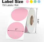 Misofuki 2" 4500 Labels 6-Color Assorted Circle Direct Thermal Stickers Label Rolls Bulk Set Compatible for Zebra Rollo MUNBYN POLONO & Other Thermal Printers,Self-Adhesive Round Direct Thermal Labels
