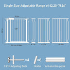 ALLAIBB Extra Wide Pressure Mount Baby Gate Auto Close White Metal Child Dog Pet Safety Gates with Walk Through for Stairs,Doorways,Kitchen and Living Room (62.20-71.26"/158-181cm)