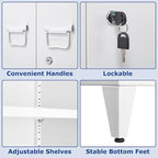 Metal Storage Cabinet with Lock, Locking Cabinets Office Storage Caninet with 2 Doors and Shelves, Lockable Steel Locker Floor Caninets Cupboard, Small Sideboard Buffet Cabnet for Home Office