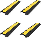 VEVOR 4 Pack Rubber Cable Protector Ramp 2 Channel Heavy Duty 66,000LB Load Capacity Cable Wire Cord Cover Ramp Speed Bump Driveway Hose Cable Ramp Protective Cover