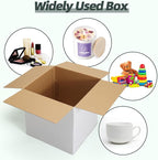 CRUGLA 12x12x12 White Shipping Boxes Set of 10, White Corrugated Cardboard Boxes for Small Business Shipping Mailing Packing