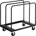 VEVOR Drywall Cart Dolly, 1800 lbs Load Capacity, Steel Panel Truck Cart with 5 inch Swivel Casters, Lumber Drywall Dolly with with Tie-Down Strap & 3 Side Handrails for Factory, Warehouse, Black