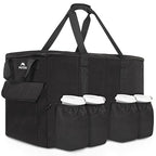 MATEIN Food Delivery Bag XXL - 23x14x15 inches, Water Resistant Large Insulated Hot & Cooler Catering Bags with Cup Holders for Food Deliveries, Pizza Warmer Carrying Case, Black