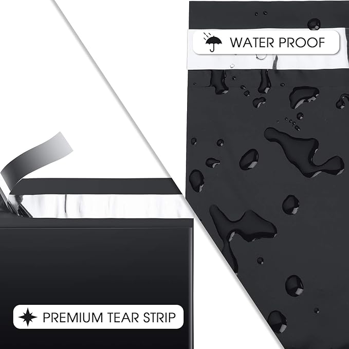 Metronic Large Poly Mailers 19x24 50PCS, Shipping Bags Envelopes Mailers with Self Adhesive Waterproof and Tear-Proof Postal Bags, Black