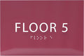 6" X4" Floor 5 Sign - ADA Compliant Tactile Graphics Grade 2 Braille Text | Wall Mount Plastic Directional Assistance, Floor Number Sign for Office, Schools, Hospitals, Apartments