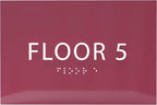 6" X4" Floor 5 Sign - ADA Compliant Tactile Graphics Grade 2 Braille Text | Wall Mount Plastic Directional Assistance, Floor Number Sign for Office, Schools, Hospitals, Apartments