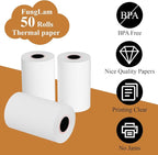 2 1/4"x50' Thermal Paper, FungLam Receipt Paper, POS Cash Register Papers, 2 1/4"x50' Thermal Paper for POS Cash Receipt Printers for Credit Card Terminal, Clover/Square/Verifone Printers, 50 Rolls.