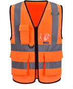 A-SAFETY Orange High Visibility Safety Vest Reflective, 3M Multi Pockets Working Vest Working Uniform Zipper Front ANSI/ISEA Standards 7 Pockets Class 2,3XL